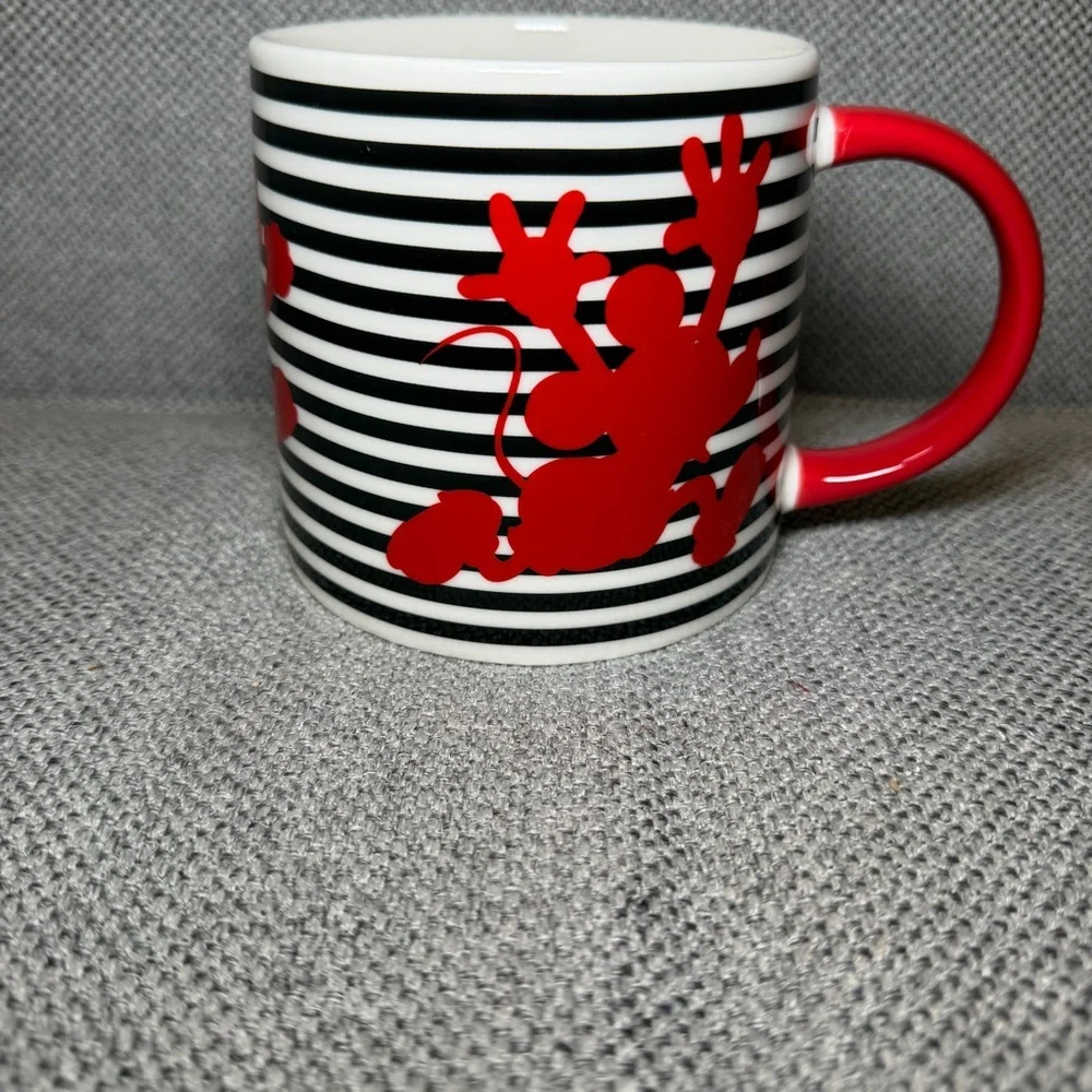Disney Mickey Mouse Striped Silhouette Porcelain Coffee Mug